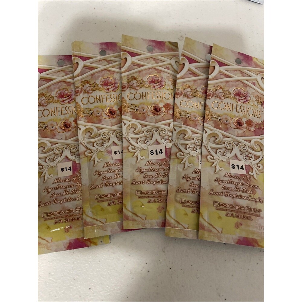 5 Packets Confessions 20x Hypoallergenic, Bronzer  Tanning Lotion